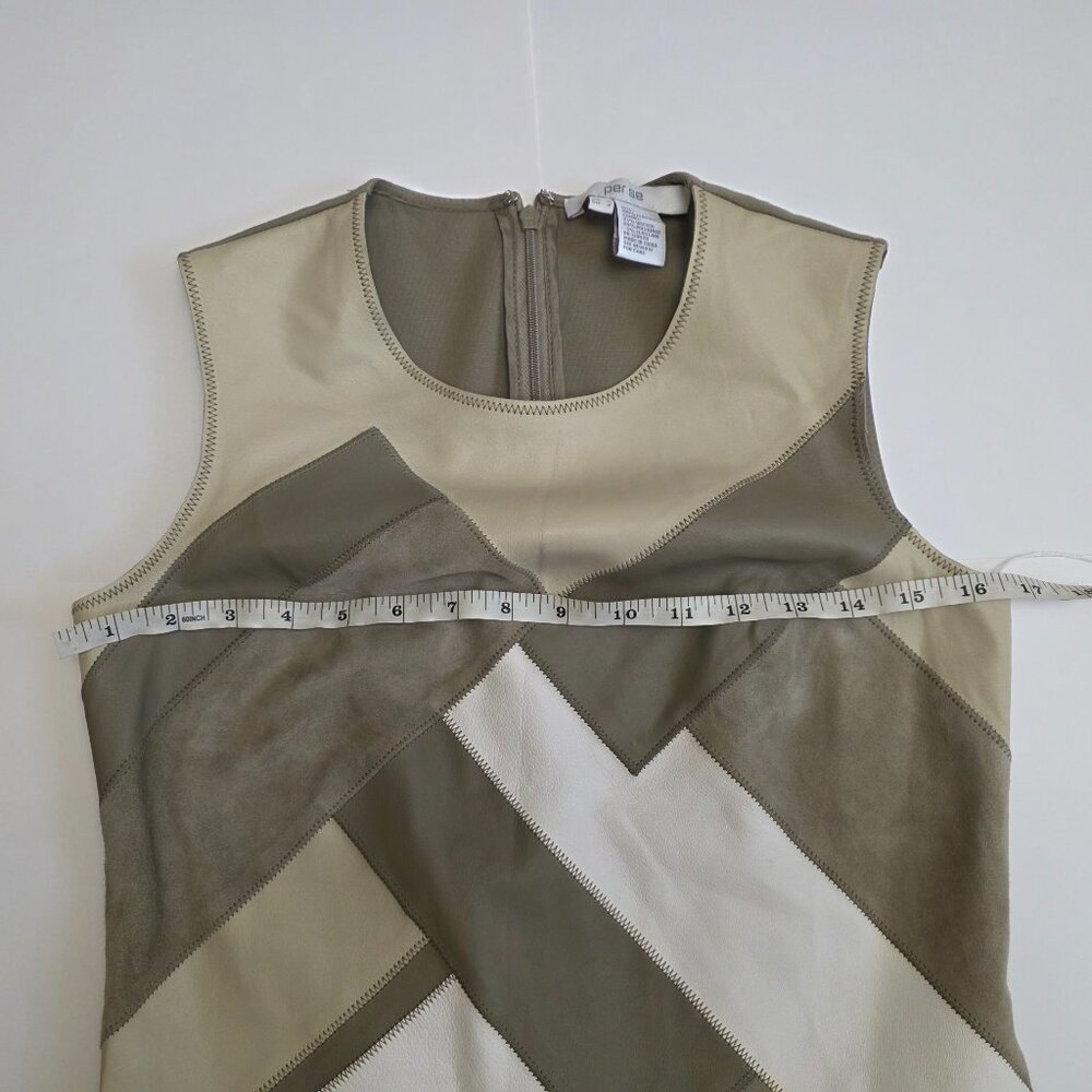 Per Se by Carlisle Suede Leather Patchwork Sleeveless Top - Picture 13 of 14